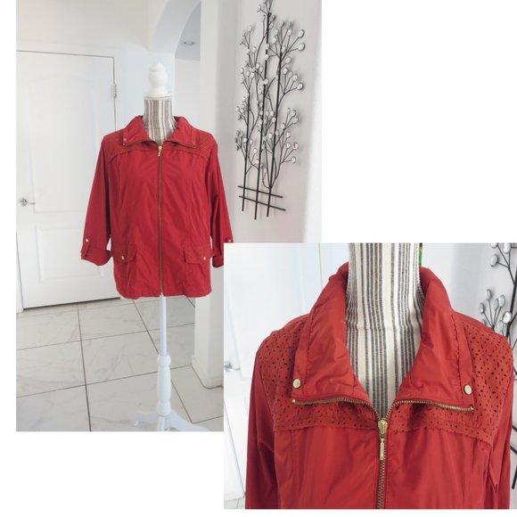 Chico's Jackets & Blazers - Chico's Zenergy Rust Windbreaker Jacket Pockets Zipper Size 2 = Size M / Medium